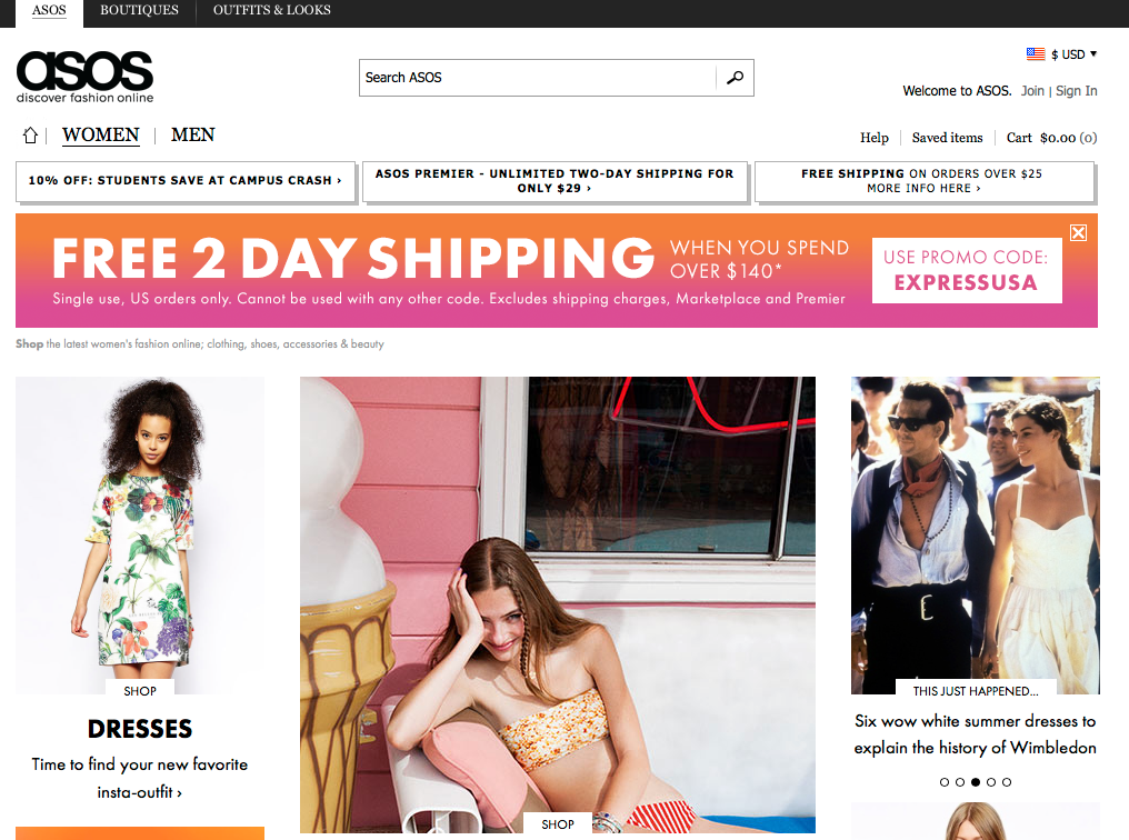 asos home page